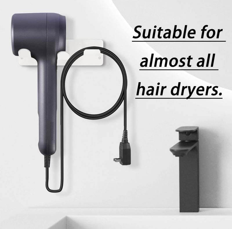 YOUGRIDDA Hair Dryer Holder, Wall Mounted Rack Compatible with All Hair Dryer, Space Organizer for Bathroom/Bedroom/Washroom/Barbershop, 304 Stainless Steel, 3M Self Adhesive (White) - Image 5